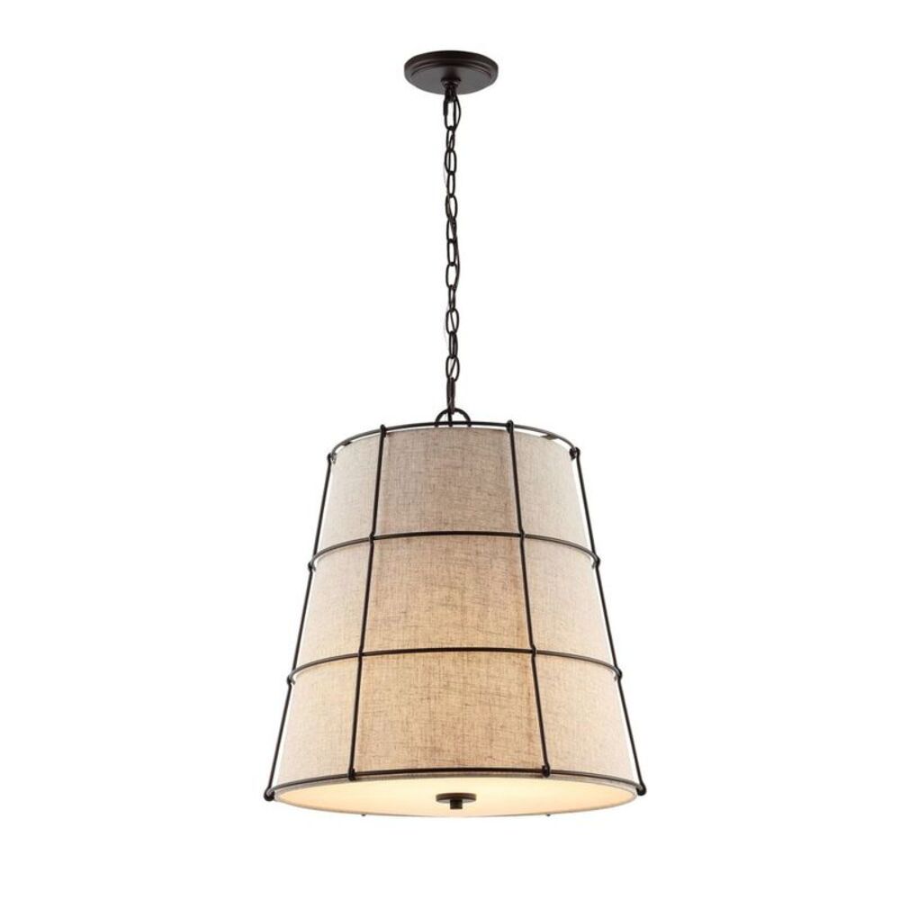 19" Silas 3-Light Rustic Farmhouse Iron LED Pendant - Oil Rubbed Bronze